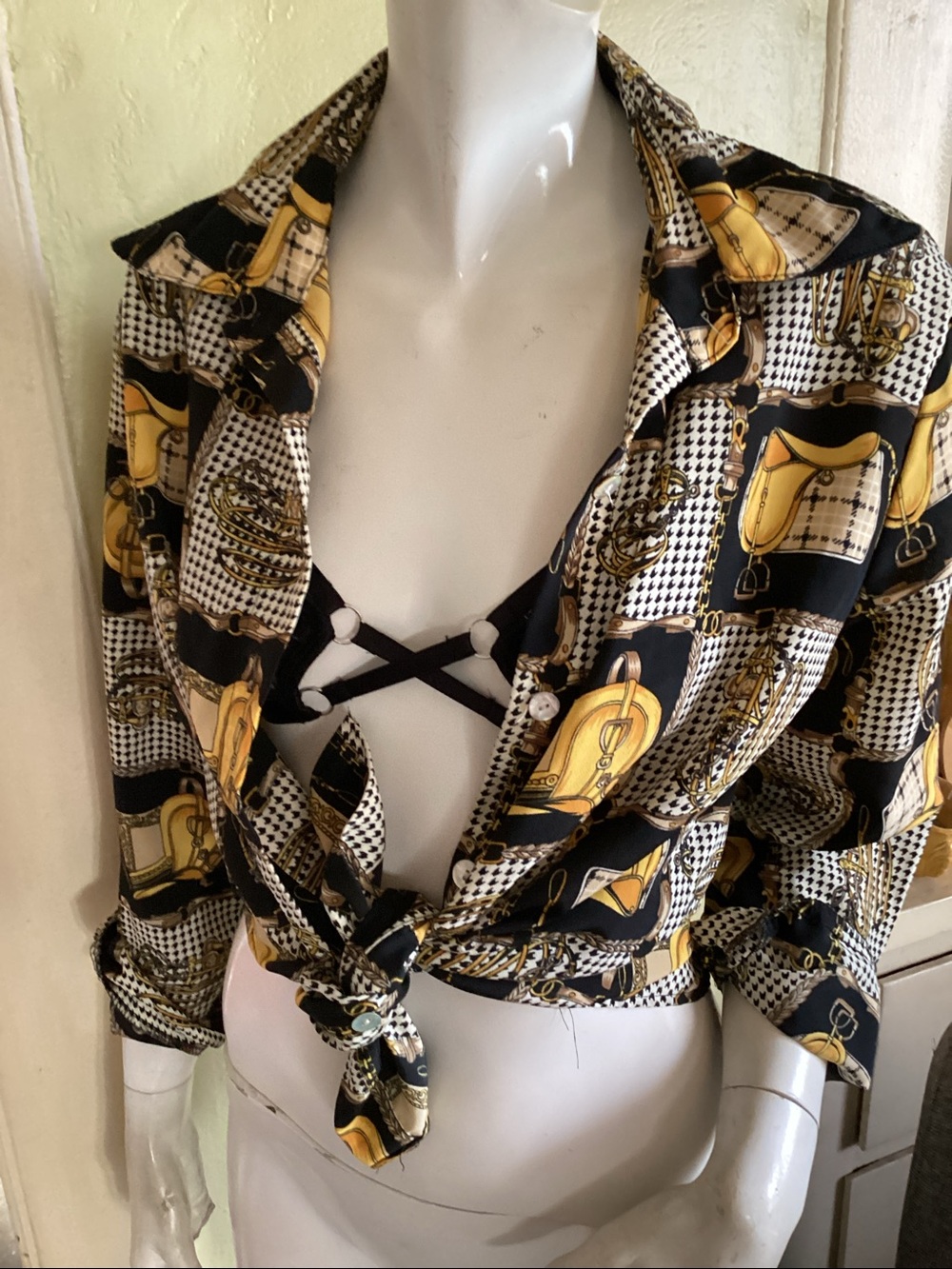 Kiss Me saddle print  button down blouse